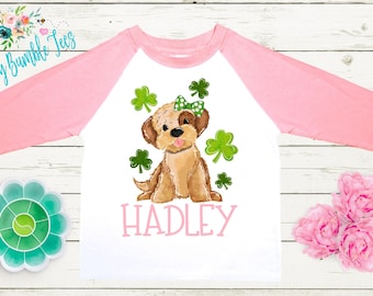 St Patricks Day Kids Shirt - Personalized Name - Girls St Patricks Day Shirt - St Paddy's Day - Toddler Shirt - kids shirt - Puppy Dog