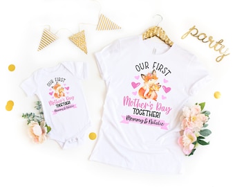 First Mother's Day Shirts / Our First Mothers Day Matching Shirts Set / Personalized Name / First Mothers Day / Mother's Day Gift / Fox