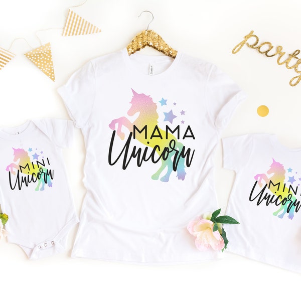 Mama Unicorn Mini Unicorn Shirts // Mommy and me Shirts // Mother and daughter matching shirts  // Mom and baby Outfit // Matching Outfits