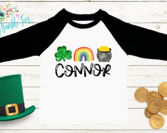 St Patricks Day Shirt - Personalized Name - St Patricks Day - Boy Shirt - Clover - St Paddys Day - Toddler Shirt - kids shirt - Gold