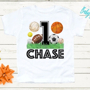 Sports First Birthday Shirt // Boy Birthday Shirt // 1st Birthday Shirt // Birthday Boy // First Birthday // Football // Soccer // Baseball