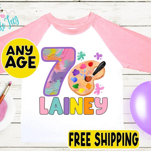 Girls Paint Birthday Shirt, Kids Birthday Shirt, Art Theme Birthday Tee, Painting Birthday Party, Girl Birthday shirt, Toddler Birthday