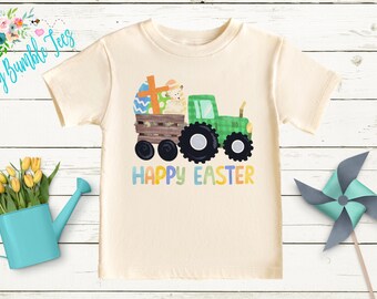 Kids Easter Tractor Shirt // Boys Easter Shirt // Personalized Name // Happy Easter Shirt // Christian Easter Shirt // Toddler Easter Shirt