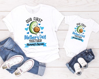 First Mother's Day Shirts / Our First Mothers Day Matching Shirts Set / Personalized Name / First Mothers Day / Mother's Day Gift / Avocado