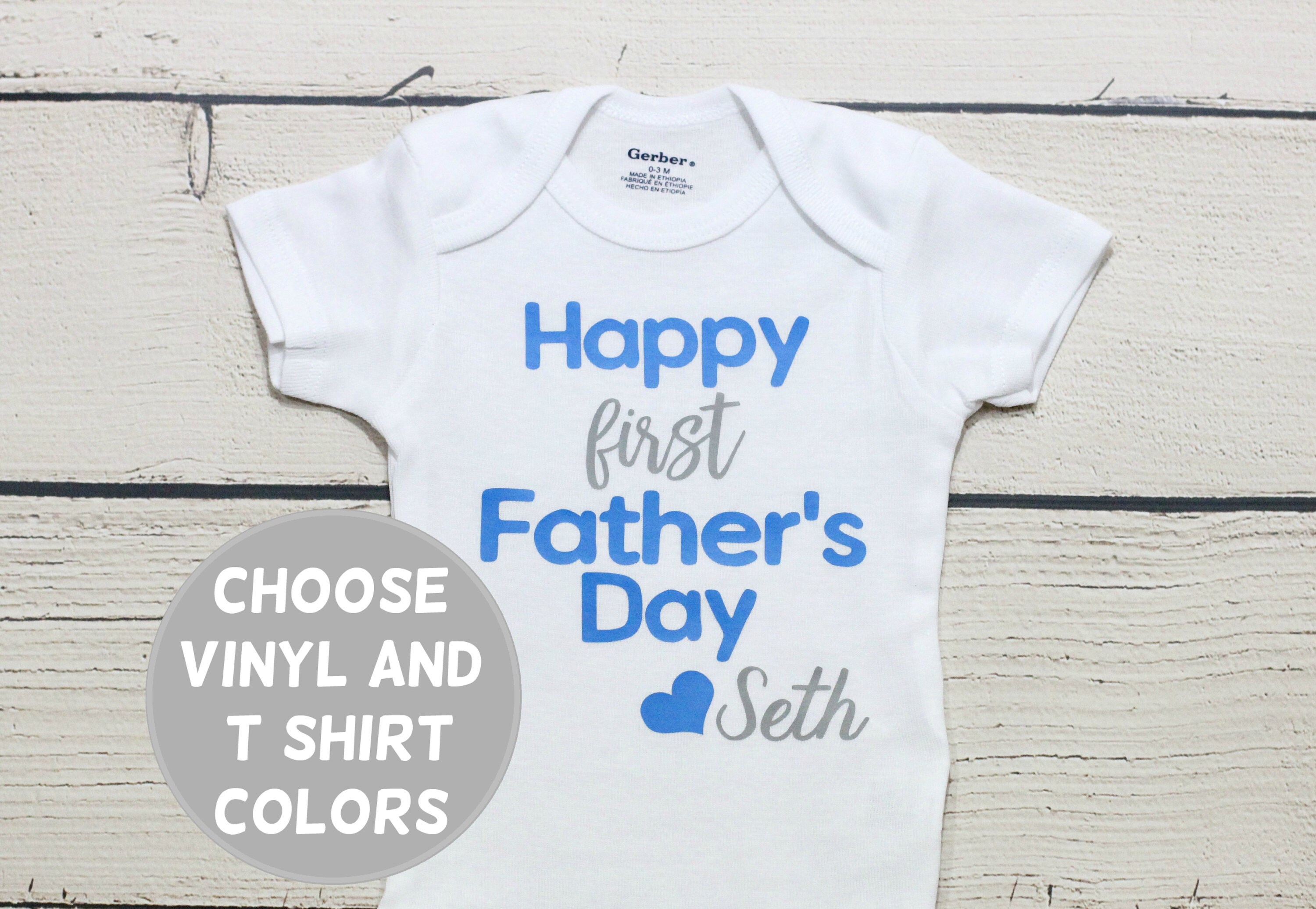 Personalise My First Fathers Day Gift Short Sleeve Baby Grows Newborn 0-18M