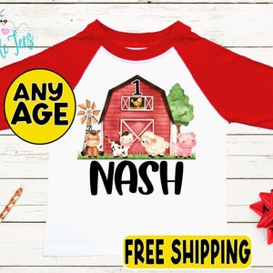 Boys Farm Birthday Shirt - Toddler Birthday Shirt - Kids Custom Name Birthday Tee - Boy Birthday Farm Animals - Personalized Birthday Outfit