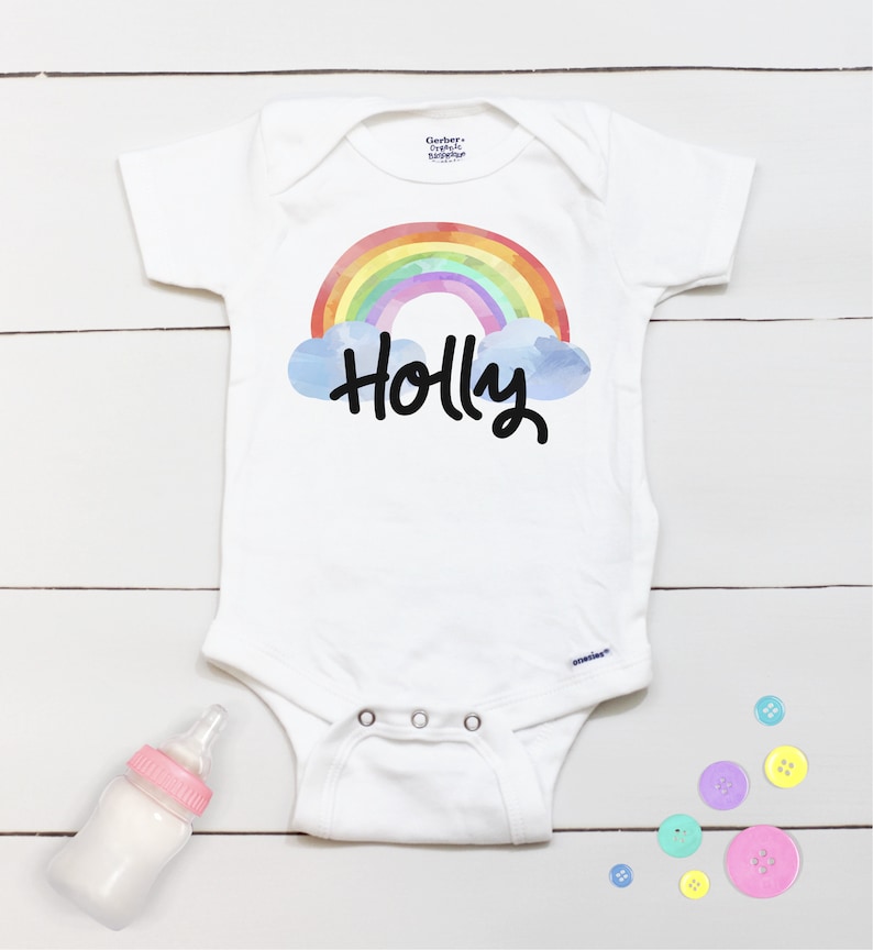 Rainbow Baby Onesie\u00ae Personalized Name Take Home Outfit Coming Home Outfit Rainbow Bodysuit Baby Shower Gift Custom Name