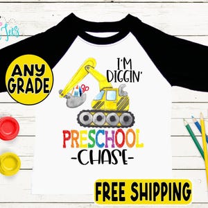 Boys School Truck Shirt - Custom Name First Day Of School Shirt - Preschool, Pre K Kindergarten, 1st Grade Shirt - Kids Back To School
