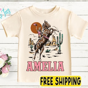 Girls Western Name Shirt, Cowgirl Rodeo Shirt, Kids Country Shirt, Toddler Shirt, Custom Personalized Name Shirt, Retro Tee, Cowgirl Horse
