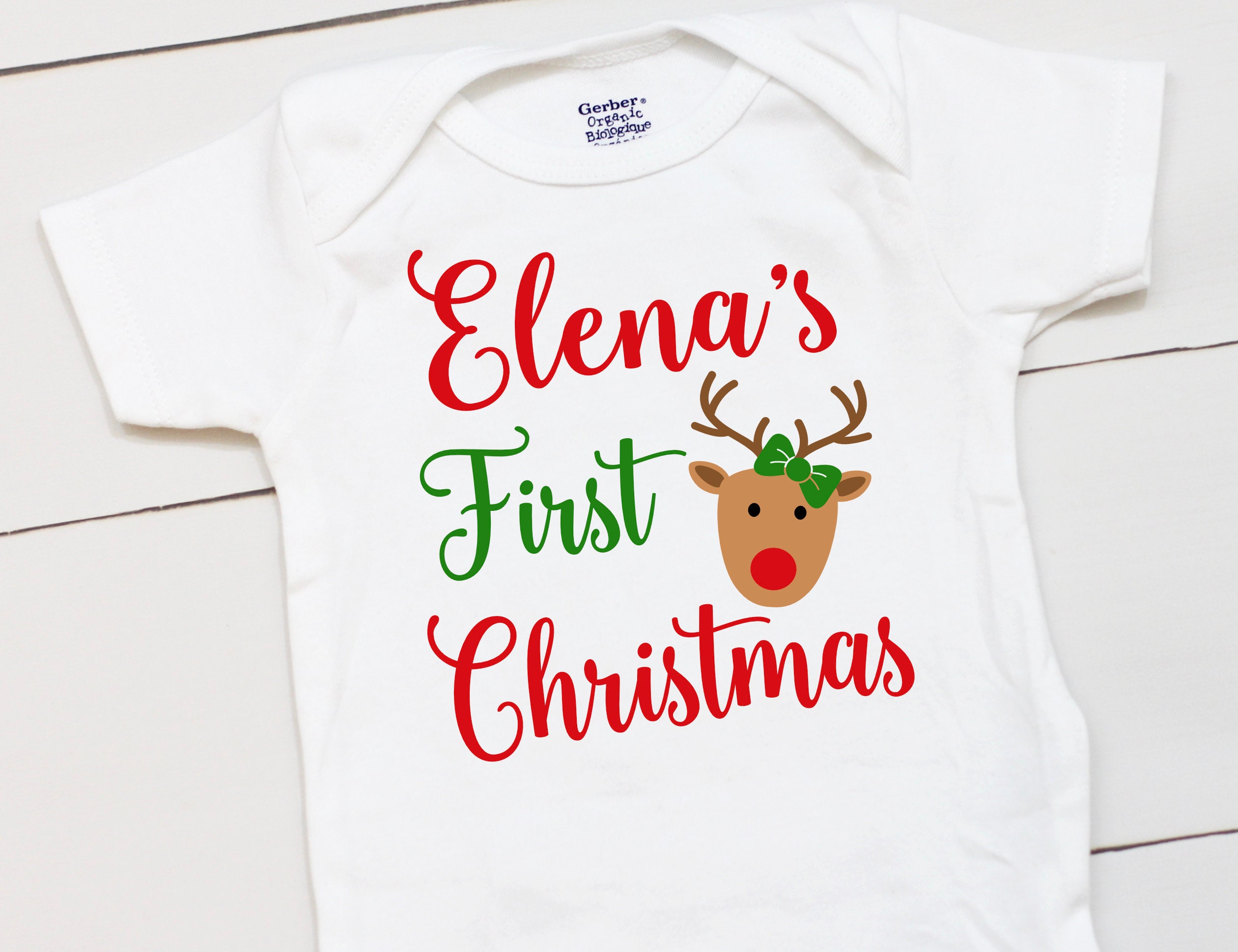 My First Christmas Onesie // Personalized Name Onesie // - Etsy