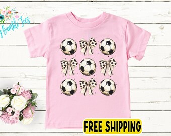 Girls Soccer Bow Shirt - Girls Sport Shirt - Kids Soccer Shirt - Toddler Shirt - Baby Girl Shirt - Kids T Shirt - Kids Fall Shirt