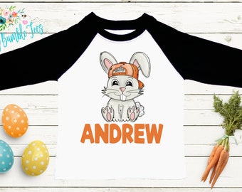 Boys Easter Bunny Shirt // Kids Easter Rabbit Shirt // Personalized Name // Toddler Easter Shirt // Custom Name Shirt // Easter T Shirt