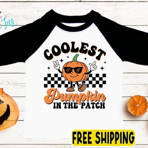 Coolest Pumpkin In The Patch Shirt - Boys Pumpkin Patch Shirt - Kids Fall Shirt - Toddler Halloween Shirt - Kids Retro Halloween Shirt