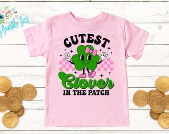 Cutest Clover Shirt // Girls St Patricks Day Shirt // Kids St Patricks Day // Retro Clover Shirt // Toddler Shirt // St Paddy's Day Shirt