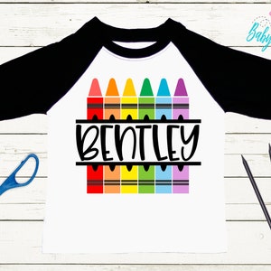 Crayon Name // Custom Preschool Shirt // Pre K Shirt // Back To School Shirt //  First Day Of School // Toddler Shirt // Crayons Name Shirt