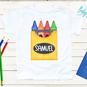 Crayon Name // Custom Preschool Shirt // Pre K Shirt // Back To School Shirt //  First Day Of School // Toddler Shirt // Crayons Name Shirt