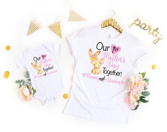 First Mother's Day Shirts / Our First Mothers Day Matching Shirts Set / Personalized Name / First Mothers Day / Mother's Day Gift / Bunny