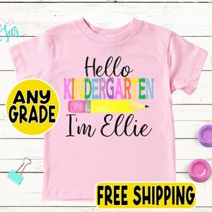 Girls Back to School Shirt – Personalized First Day of School Tee – Custom Name Preschool or Kindergarten Shirt – Retro Kids Pre-K Outfit