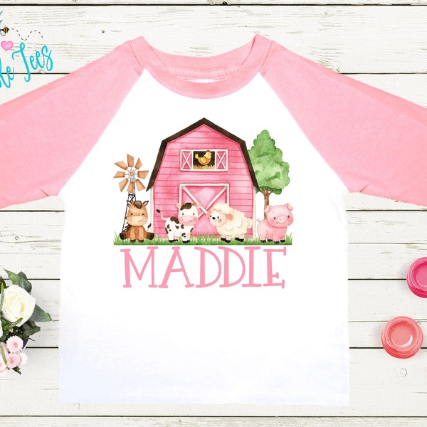 Farm Name Shirt // Farm Animal Shirt // Girl Shirts // Baby Girl Outfit // Baby Girl Shirt // Toddler Shirt / Kids T Shirt / Custom Name