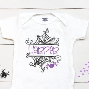 Spider Web Name  - Spider Web  - Halloween  - Baby Girl  - Girls Halloween - First Halloween - Kids Shirt
