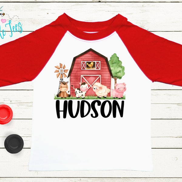 Farm Name Shirt // Farm Animal Shirt // Boy Shirts // Baby Boy Outfit // Baby Boy Shirt // Toddler Shirt / Kids T Shirt / Custom Name