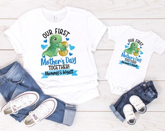 First Mother's Day Shirts / Our First Mothers Day Matching Shirts Set / Personalized Name / First Mothers Day / Mother's Day Gift / Dinosaur