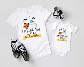 First Father's Day Shirts / Our First Fathers Day Matching Shirts Set / Personalized Name / First Fathers Day / Father's Day Gift / Whiskey