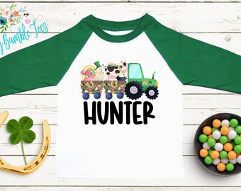 St Patricks Day Tractor Shirt // Boys St Patricks Shirt // Personalized Name // Kids St Patricks Day Shirt  // St Patricks Toddler Shirt