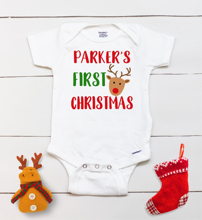 My First Christmas Onesie // Personalized Name Onesie // Etsy