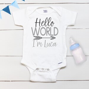 Hello World // Personalized Name // Take Home Outfit // Coming Home Outfit // Hello world // Baby Shower Gift // Onesies® Brand image 2