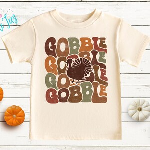 Kids Turkey Gobble Shirt, Thanksgiving T-shirt, Toddler Fall Tee, Pumpkin Patch Outfit, Retro Kids Fall Shirt, Retro Groovy Shirt, Funny