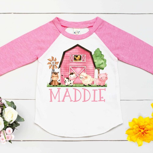 Farm Name Shirt // Farm Animal Shirt // Girl Shirts // Baby Etsy