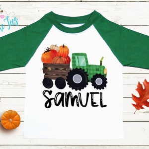 Tractor Name Shirt // Personalized Name // Pumpkin Tractor // Pumpkin Patch // Toddler Shirt // Thanksgiving Shirt// Halloween // Kids Shirt