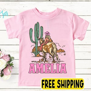 Girls Western Name Shirt, Cowgirl Rodeo Shirt, Kids Country Shirt, Toddler Shirt, Custom Personalized Name Shirt, Retro Tee, Cowgirl Horse