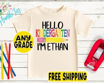 Boys Back to School Shirt - Personalized First Day of School Tee - Custom Name Preschool or Kindergarten Shirt - Retro Kids Pre-k Outfit