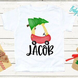 Christmas Car Shirt - Personalized Name - Christmas - Boy T Shirt - Truck - My First Christmas - Christmas Tree - Toddler Shirt