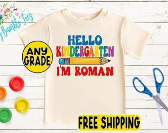 Boys First Day of School Shirt - Personalized Back to School Tee - Custom Name Preschool or Kindergarten Shirt - Retro Kids Pre-k Outfit