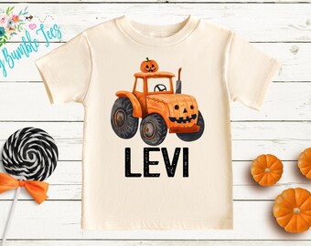 Boys Tractor Shirt - Personalized Name T-Shirt - Pumpkin Patch - Custom Name - Thanksgiving - Toddler Tshirt - Kids Shirt - Halloween