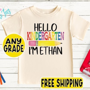 Boys Back to School Shirt - Personalized First Day of School Tee - Custom Name Preschool or Kindergarten Shirt - Retro Kids Pre-k Outfit