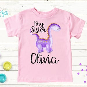 Big Sister Dinosaur Shirt - Personalized name - Big Sister - New Big Sister T shirt - Dinosaur Kid Shirt - Matching Sibling Shirt