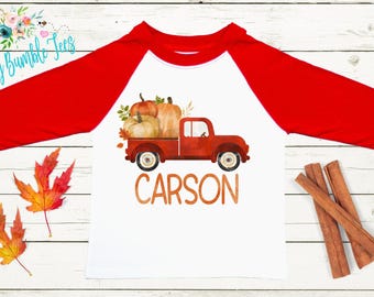Fall Truck Shirt - Personalized Name - Pumpkin Truck - Pumpkin Patch  - Toddler Shirt - Thanksgiving Shirt - Halloween - Kids Shirt