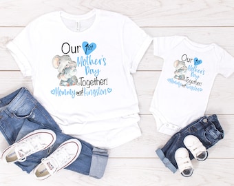 First Mother's Day Shirts / Our First Mothers Day Matching Shirts Set / Personalized Name / First Mothers Day / Mother's Day Gift / Elephant