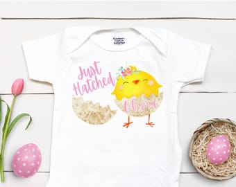 Just Hatched  - Personalized Name - Easter  - Girl  - Baby Chick - First Easter - Newborn  - Baby Girl