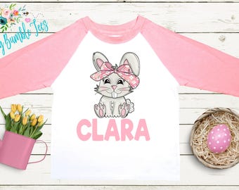 Girls Easter Bunny Shirt - Kids Easter Shirt - Personalized Name - Toddler Easter Bunny Shirt - Kids Easter Rabbit Shirt - Custom Shirt