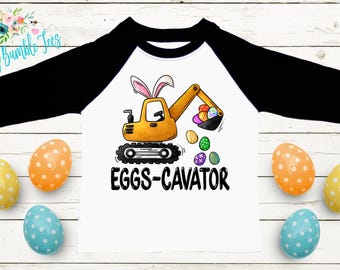 Eggs-Cavator Shirt // Personalized Name // Easter Kids Shirt // Boy Shirt // Kids Easter Shirt // Toddler Shirt // Construction Excavator