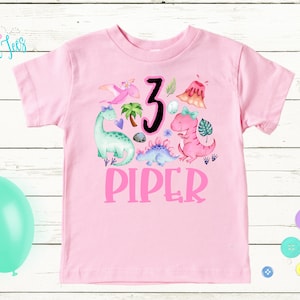 Dinosaur Birthday Shirt // Third Birthday Shirt // Birthday girl // Girl Birthday shirt // 3rd Birthday // Girl Dinosaur // Kids Shirt