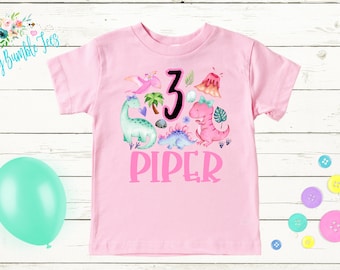 Dinosaur Birthday Shirt // Third Birthday Shirt // Birthday girl // Girl Birthday shirt // 3rd Birthday // Girl Dinosaur // Kids Shirt