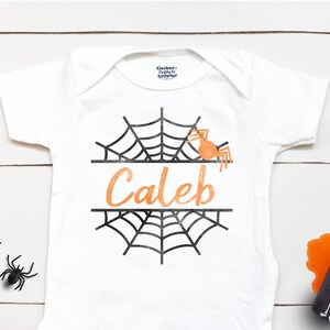 Spider Web Name  - Spider Web  - Halloween  - Baby Boy  - Boys Halloween - First Halloween - Kids Shirt