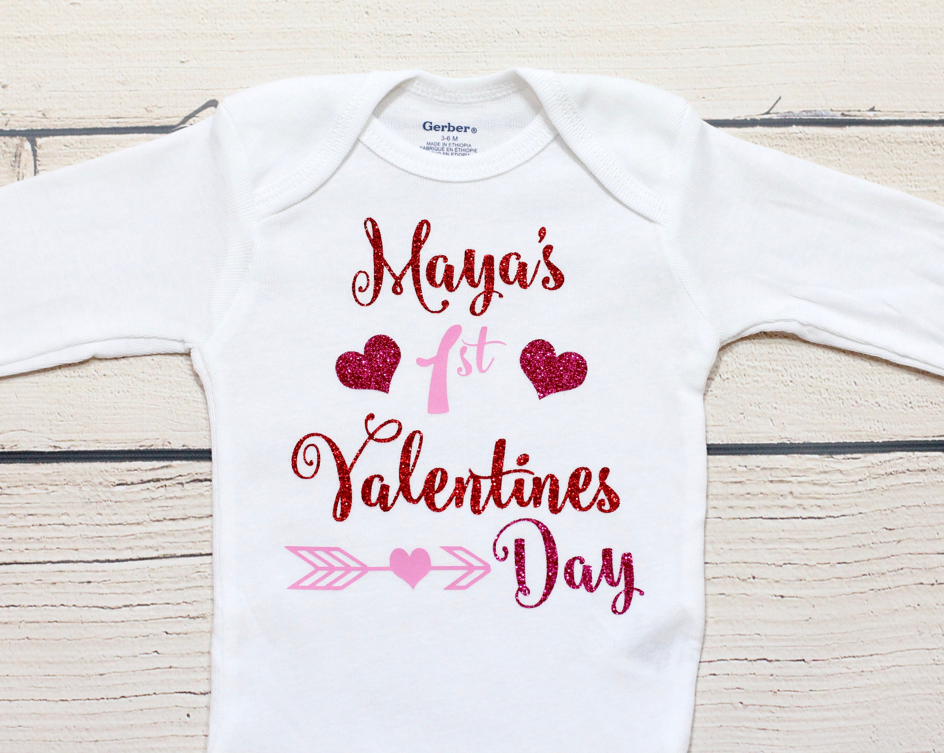 my first valentine's day onesie girl