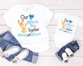 First Mother's Day Shirts / Our First Mothers Day Matching Shirts Set / Personalized Name / First Mothers Day / Mother's Day Gift / Bunny